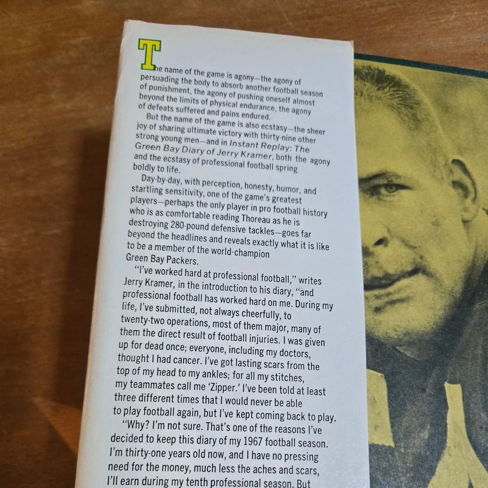 Jerry Kramer Instant Replay Green Bay Packers 1968 Hardcover Vintage Book